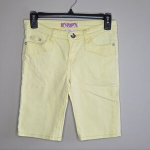 Y2K Gege Pastel Butter Yellow Colored Denim Jean Bermuda Shorts Girls Size 14